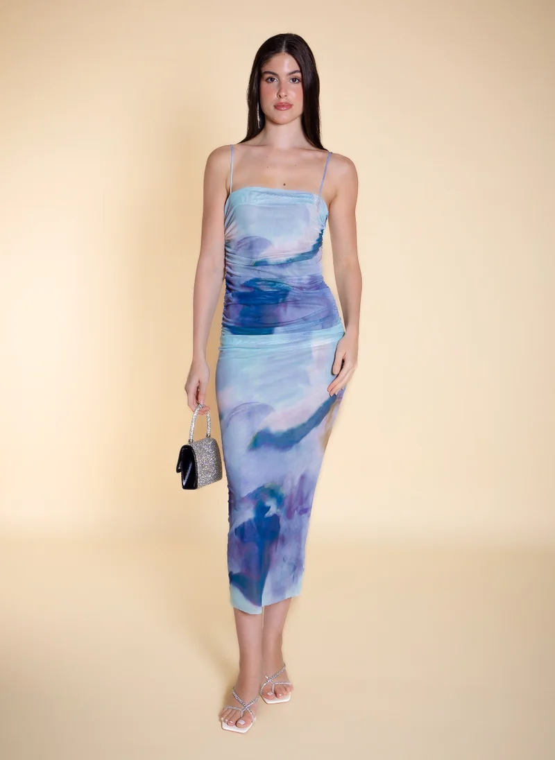 Printed Chiffon Pencil Dress