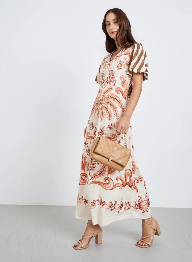 Women's All-Over Print V-Neck Maxi Dress
