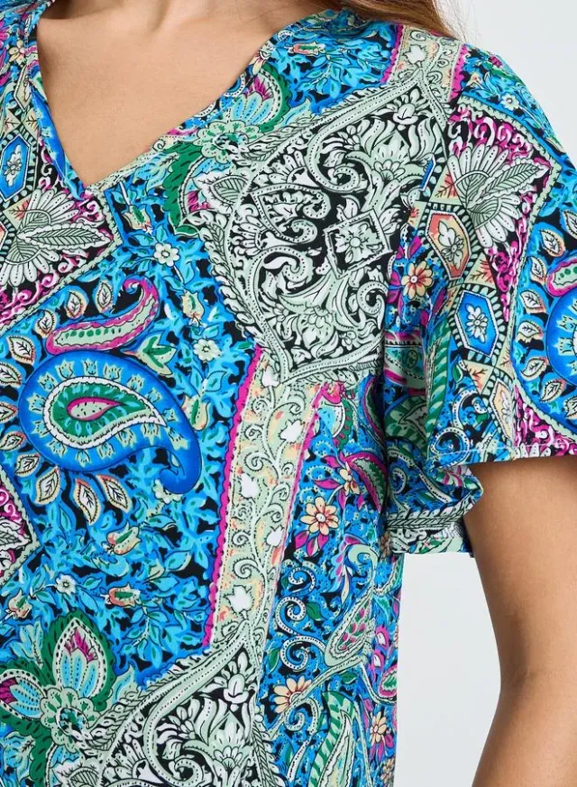 Paisley Print Short Sleeve Midi Dress – image 4