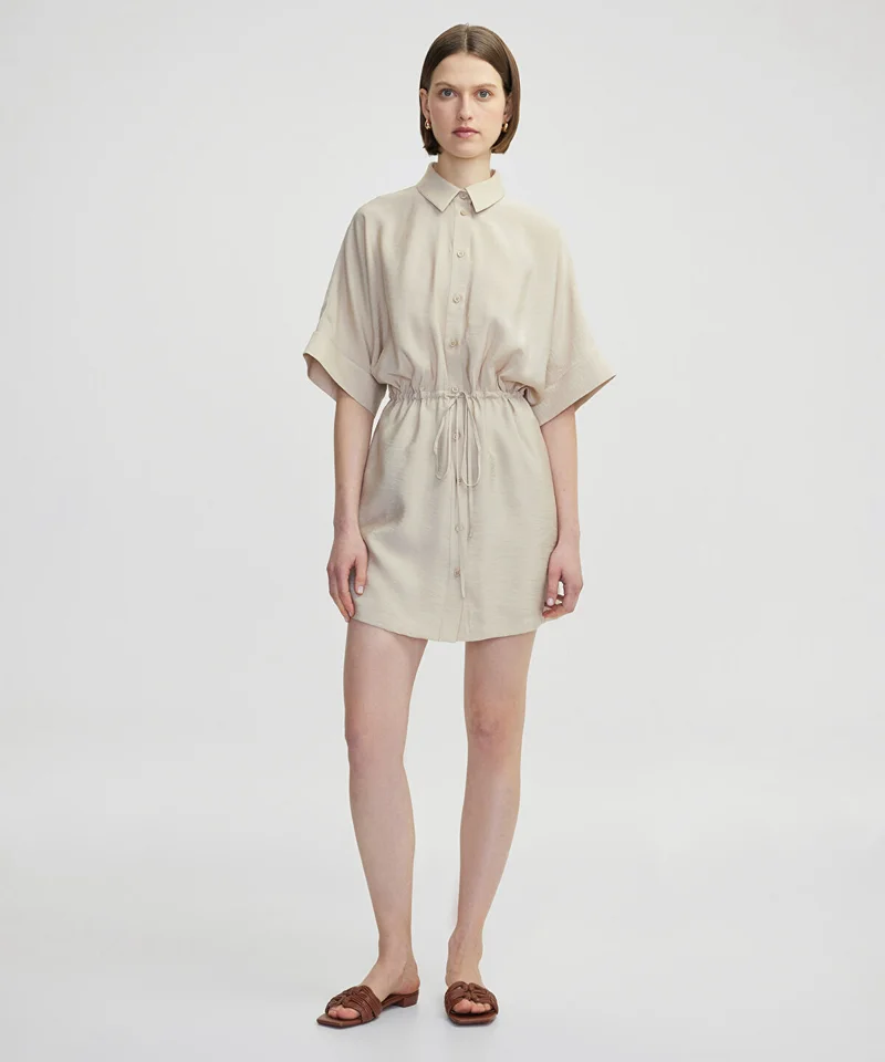 Drawstring Shirt Dress