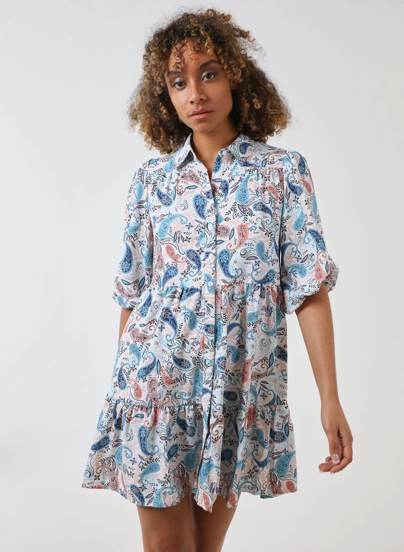 Trapeze Tiered Shirt Dress