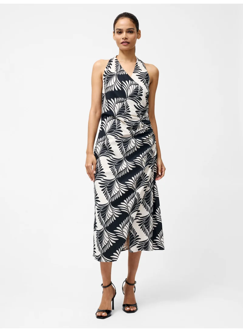 Ariette Linen Blend Crossover Midi Dress
