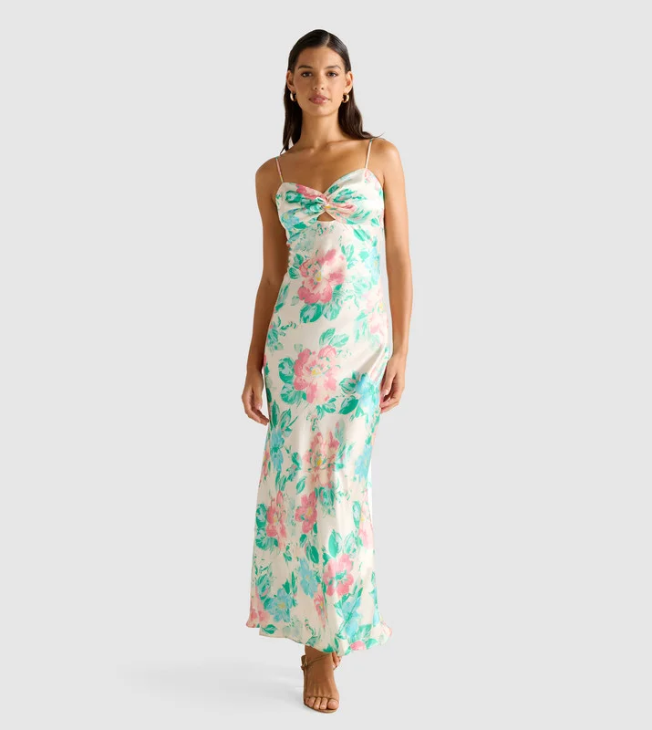 Printed Strappy Slip Maxi Dress