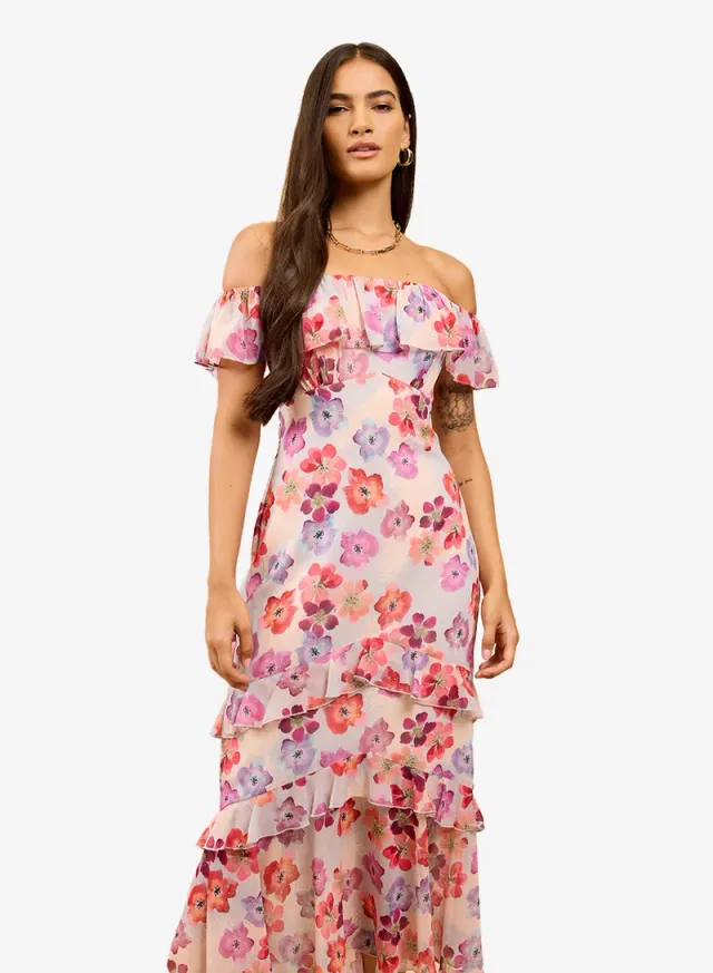 Floral Bardot Midi Dress – image 4