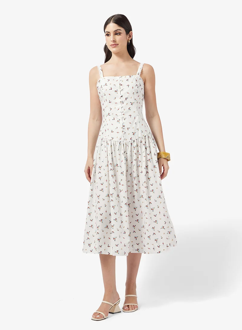 Floral Strappy Midi Dress