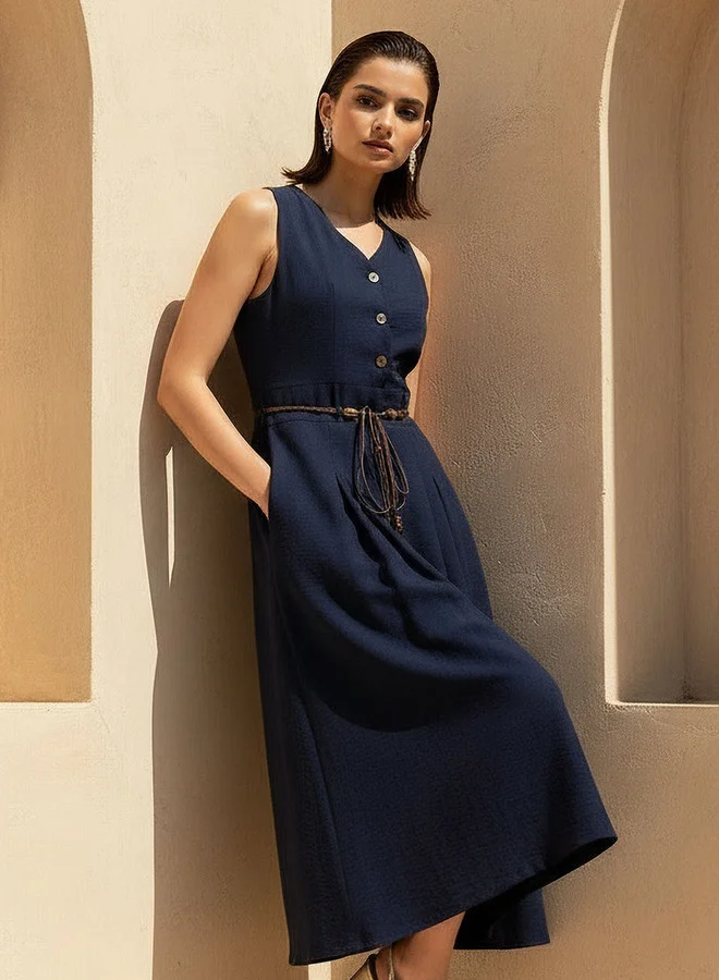 Belted Midi Shirt Dress