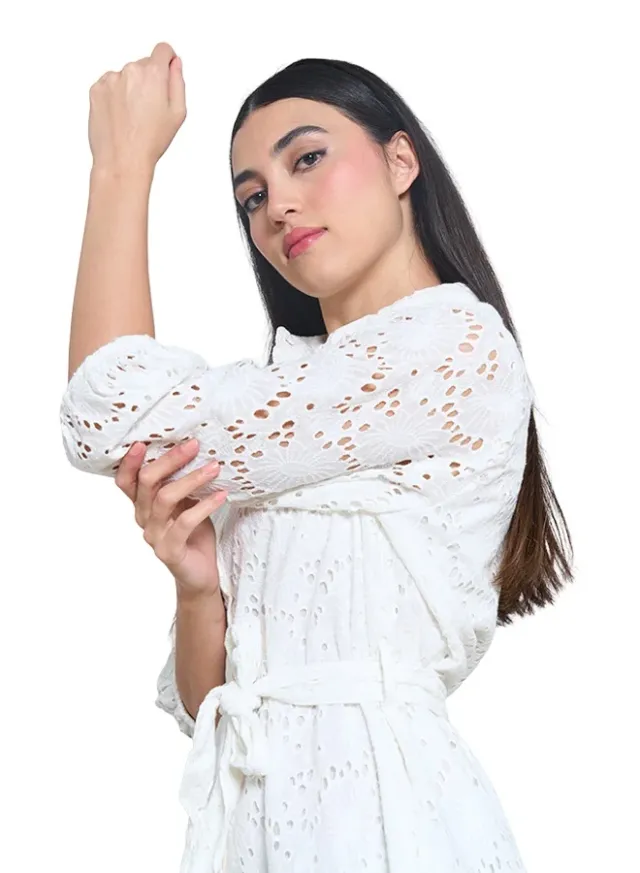 فستان نسائي بأكمام طويلة وأزرار أمامية – صورة 5