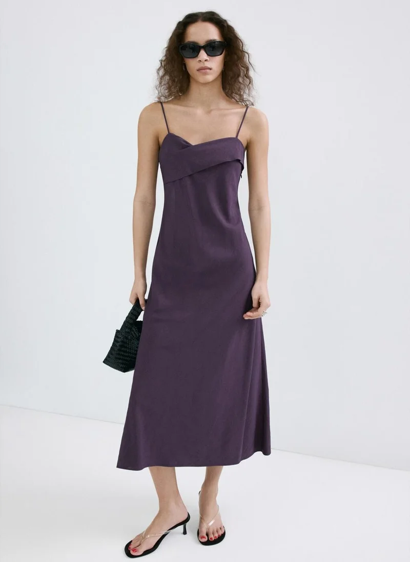 Midi Dress with Crossed Neckline