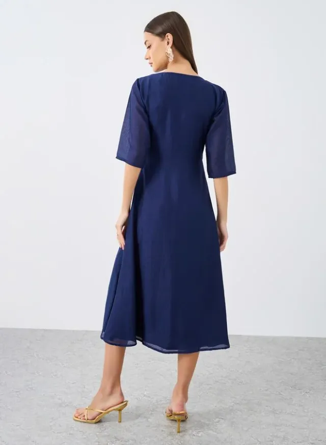 Maxim Creation V-Neck Zip Midi Dress – image 5