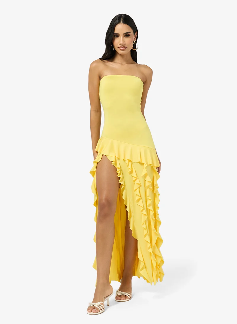 Bandeau Waterfall Ruffle Dropwaist Dress
