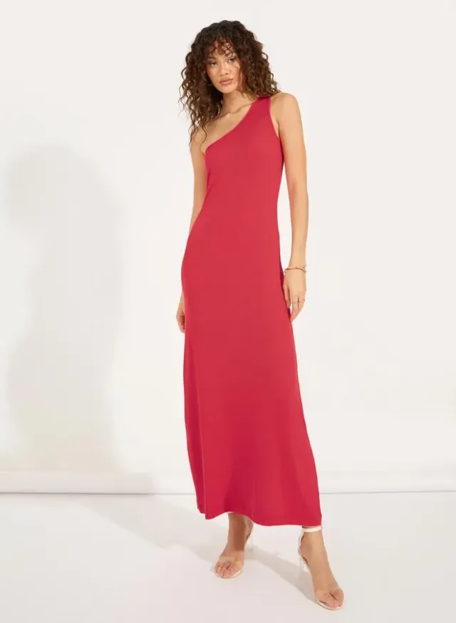 All-Over Print One-Shoulder Sheath Maxi Dress – image 4