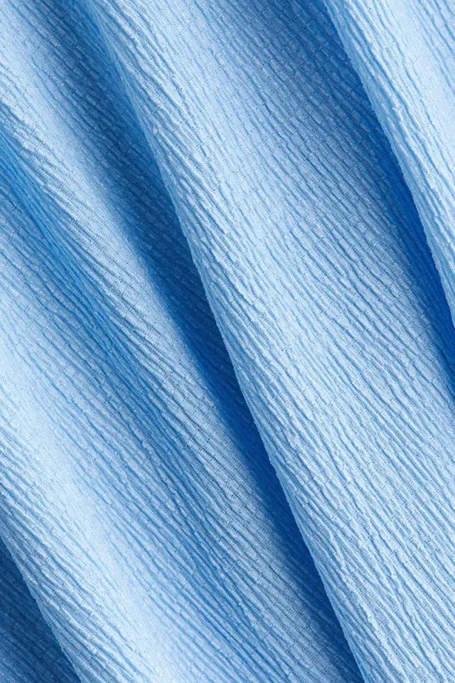Sky Blue Halter Neck Midi Dress - Crinkled Jersey – image 6
