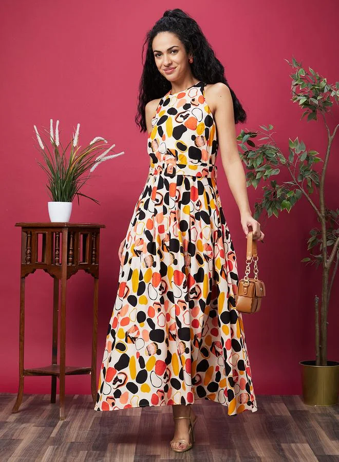 Globus Women All-Over Print Halter A-Line Maxi Dress