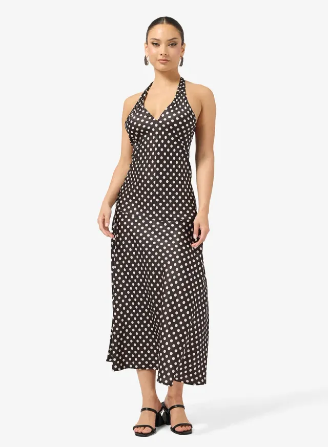 Halter Neck Polka Dot Slip Dress – image 4