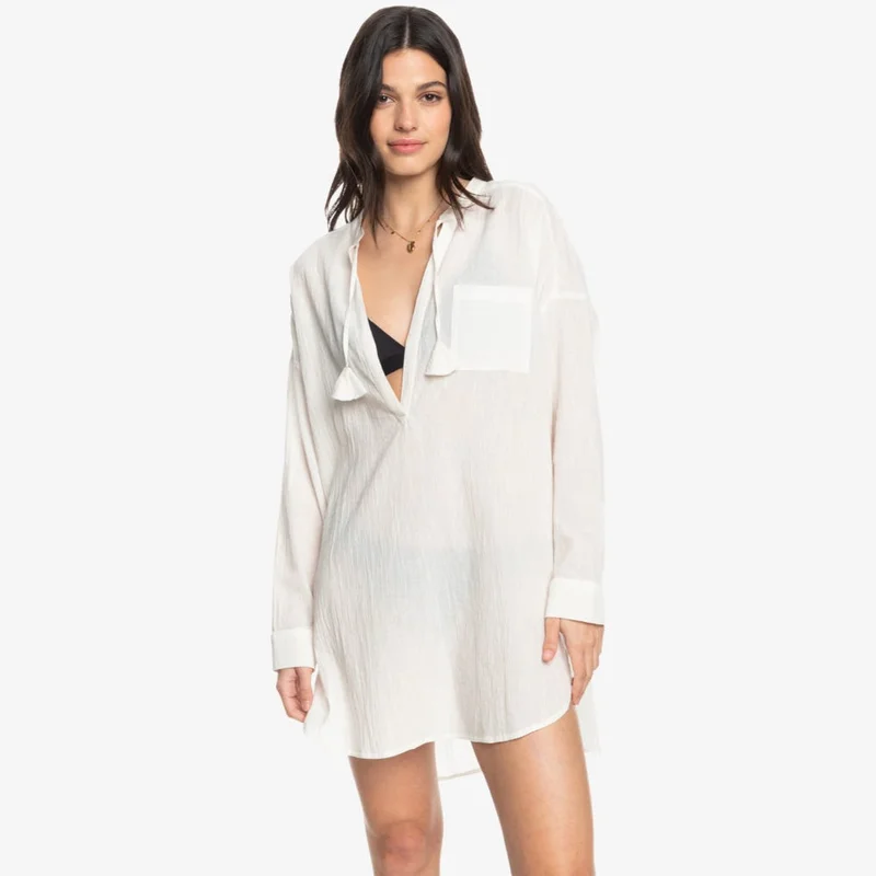 Shoreline Lights Women's Long Sleeve Shirt Dress
