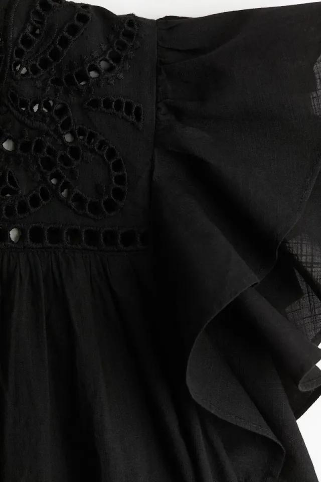 Flutter-sleeve Broderie Anglaise Dress