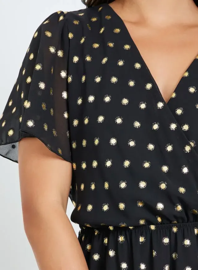 Women Polka Dot A-Line Maxi Dress, Black – image 4