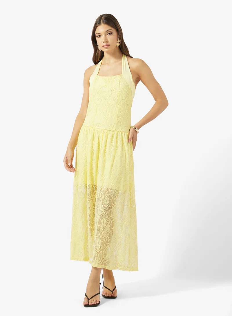 Lace Halter A-line Dress