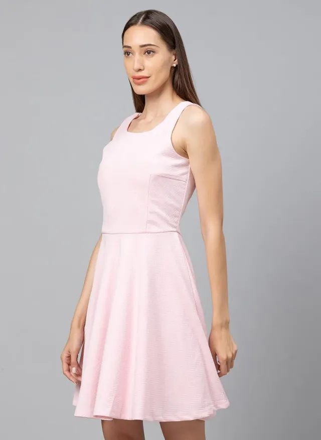 Light Pink Mini Fit & Flare Skater Dress for Women – image 5