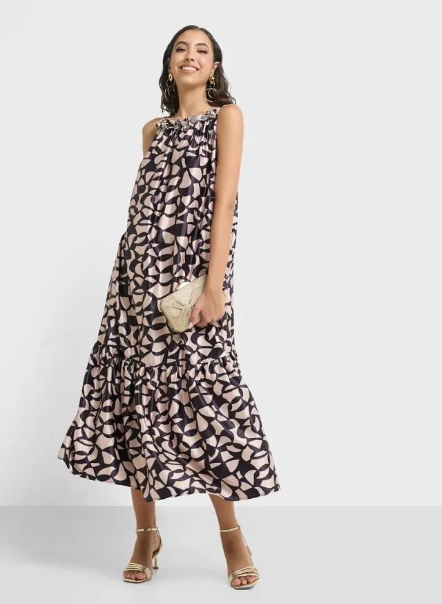 Printed Ruffle Maxi Dress – image 4