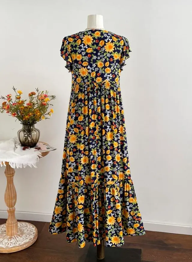 Women's V-Neck Floral Maxi Dress – image 2