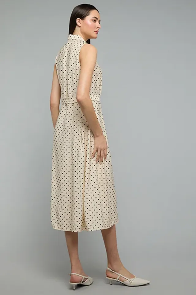 Polka Dot Sleeveless Shirt Dress – image 6