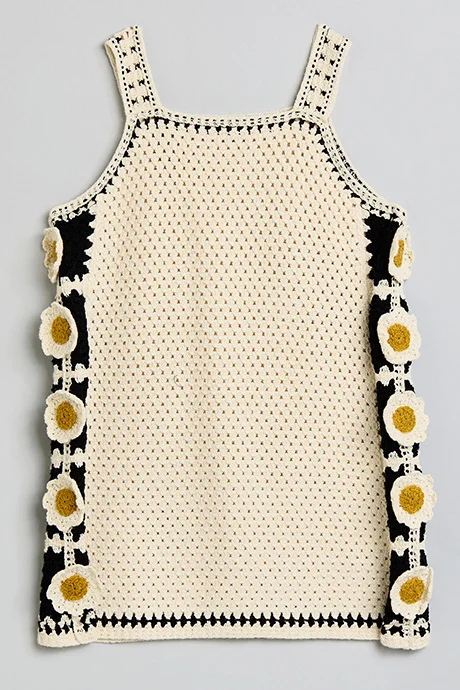 Square Neck Strappy Crochet Dress