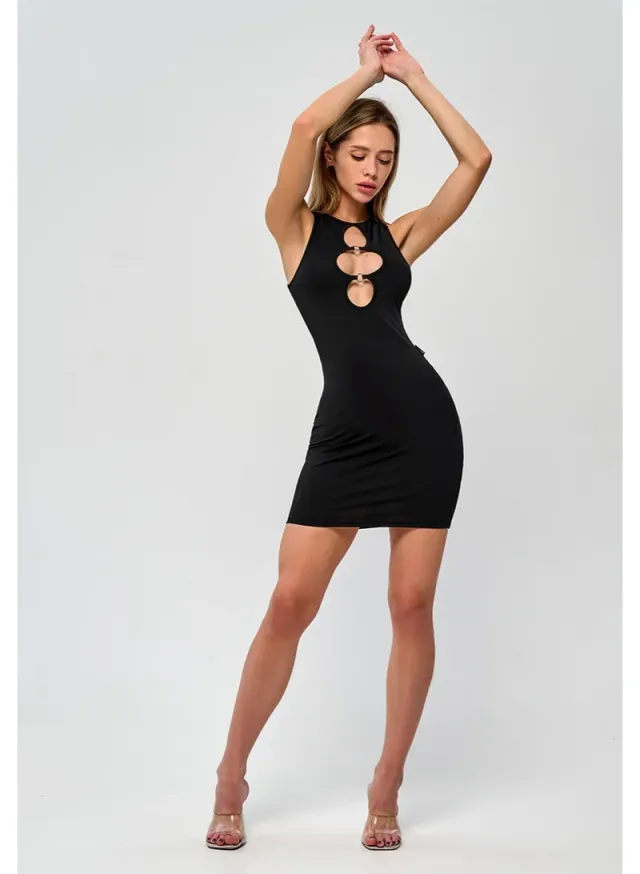 Bona Fide Women's Sleeveless Mini Cutout Dress Black – image 6