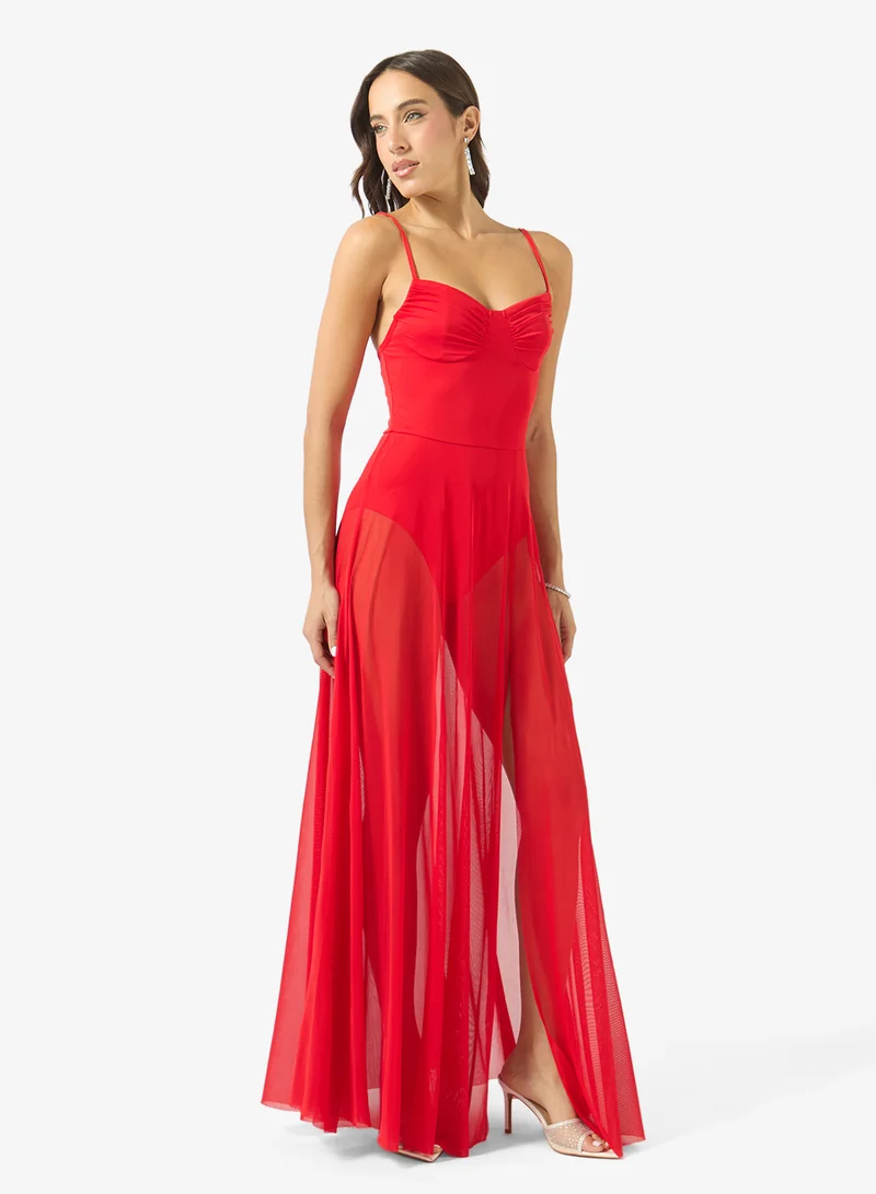 Strappy Corset Bodice A-Line Dress