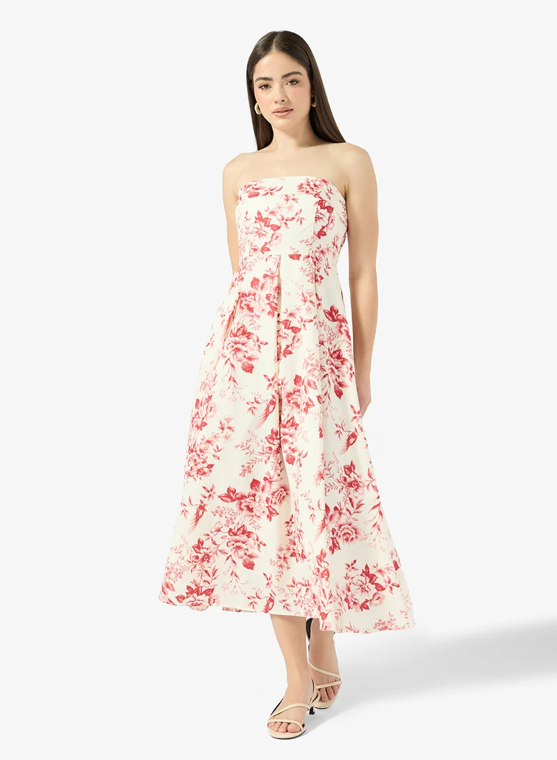 Bandeau Floral Fit & Flare Dress