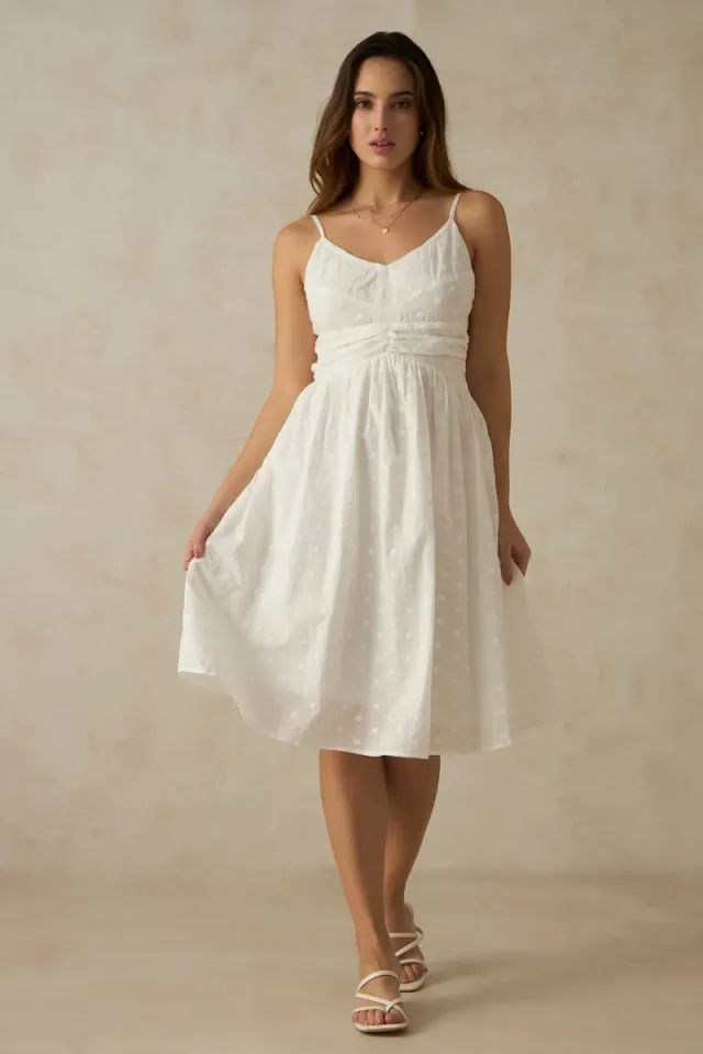 White Fit & Flare Midi Dress - Recycled Polyester – image 2