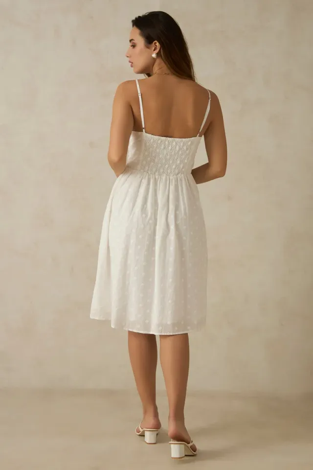 White Fit & Flare Midi Dress - Recycled Polyester – image 5