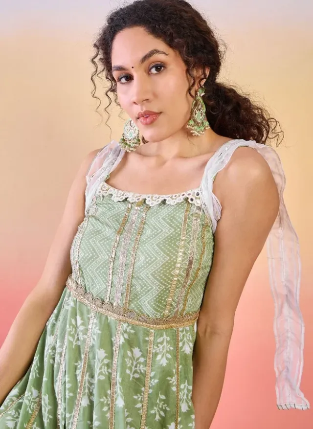 Women's Floral Print Midi Dress Green – image 2