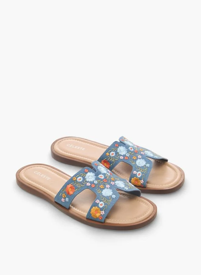 Women's Floral Embroidered Flat Sandals
