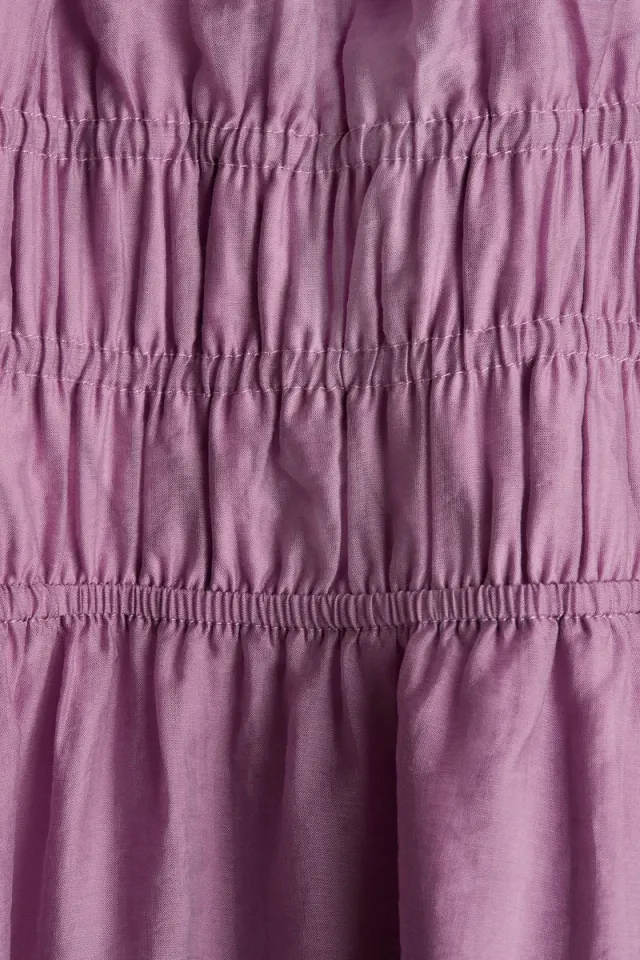 Lilac Purple Mini Fit and Flare Dress with Square Neck and Short Sleeves – image 6