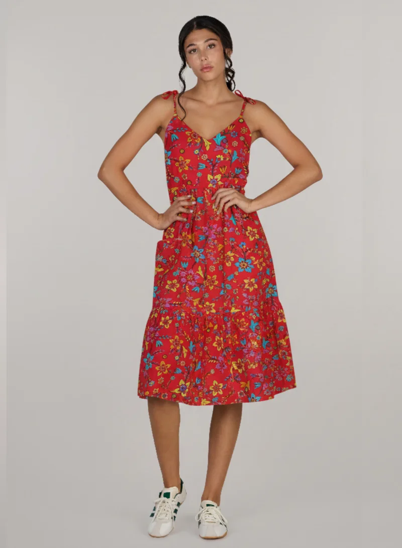 Floral Tiered Pocket Dress