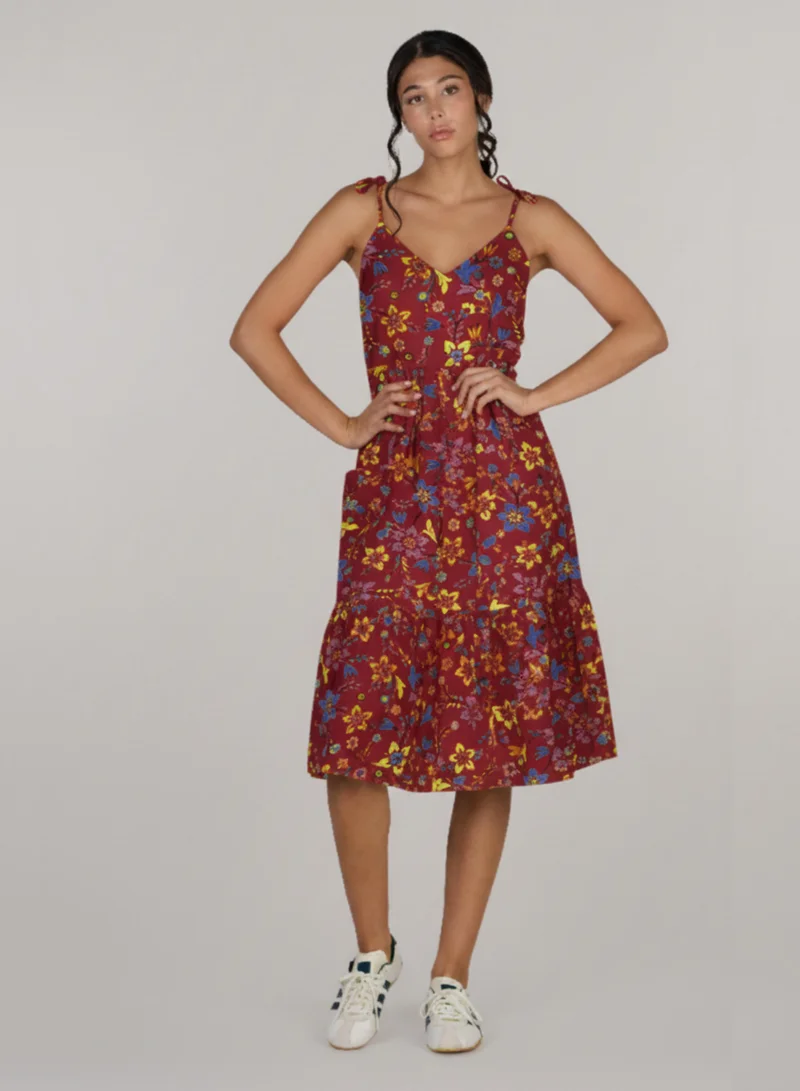 Floral Tiered Pocket Dress