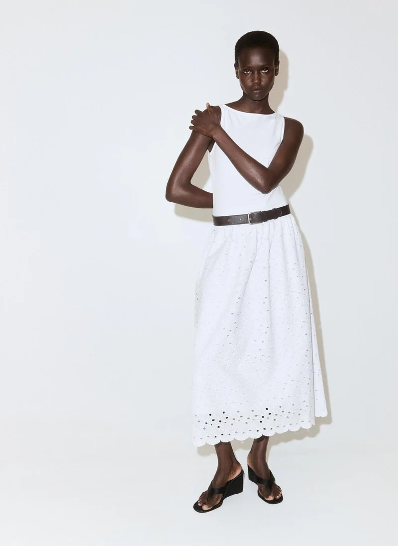 A-Line Dress With Broderie Anglaise Embroidery