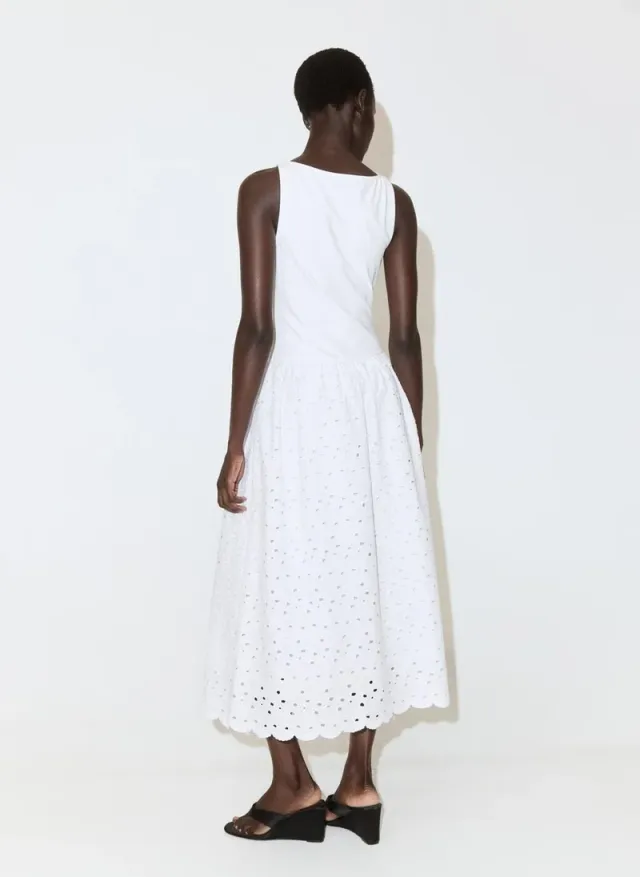 فستان بقصة A-line بتطريز Broderie Anglaise – صورة 2