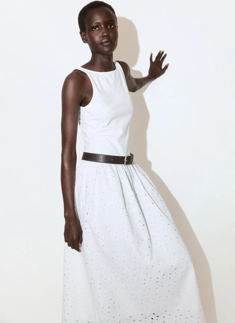 A-Line Dress With Broderie Anglaise Embroidery