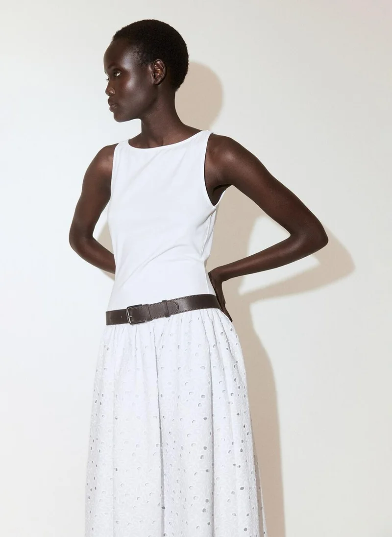 A-Line Dress With Broderie Anglaise Embroidery