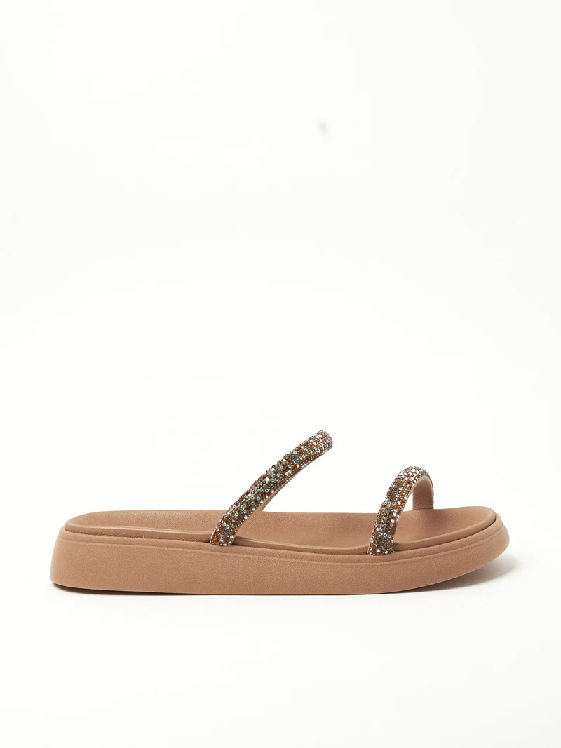 MOLECA Women's Flat Slip-On Sandals, Beige
