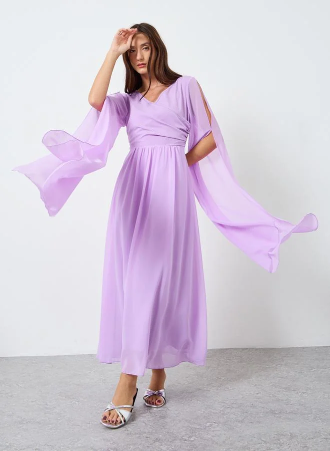Women's Slit Flowing Sleeve Maxi Dress