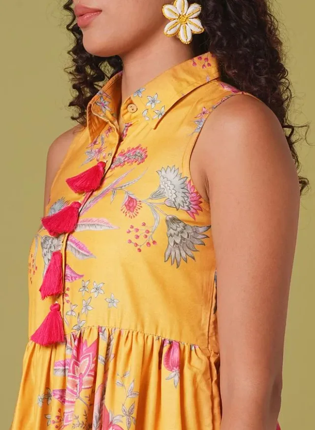 Floral Tassel Midi Fusion Dress – image 4