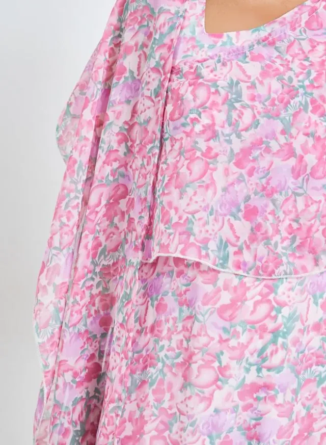 Asymmetric Draped Maxi Dress Pink – image 4