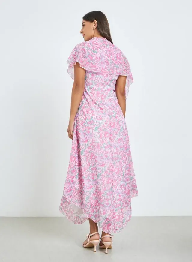Asymmetric Draped Maxi Dress Pink – image 5