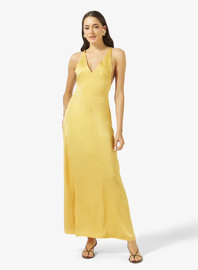 Plunge Neck Slip Maxi Dress