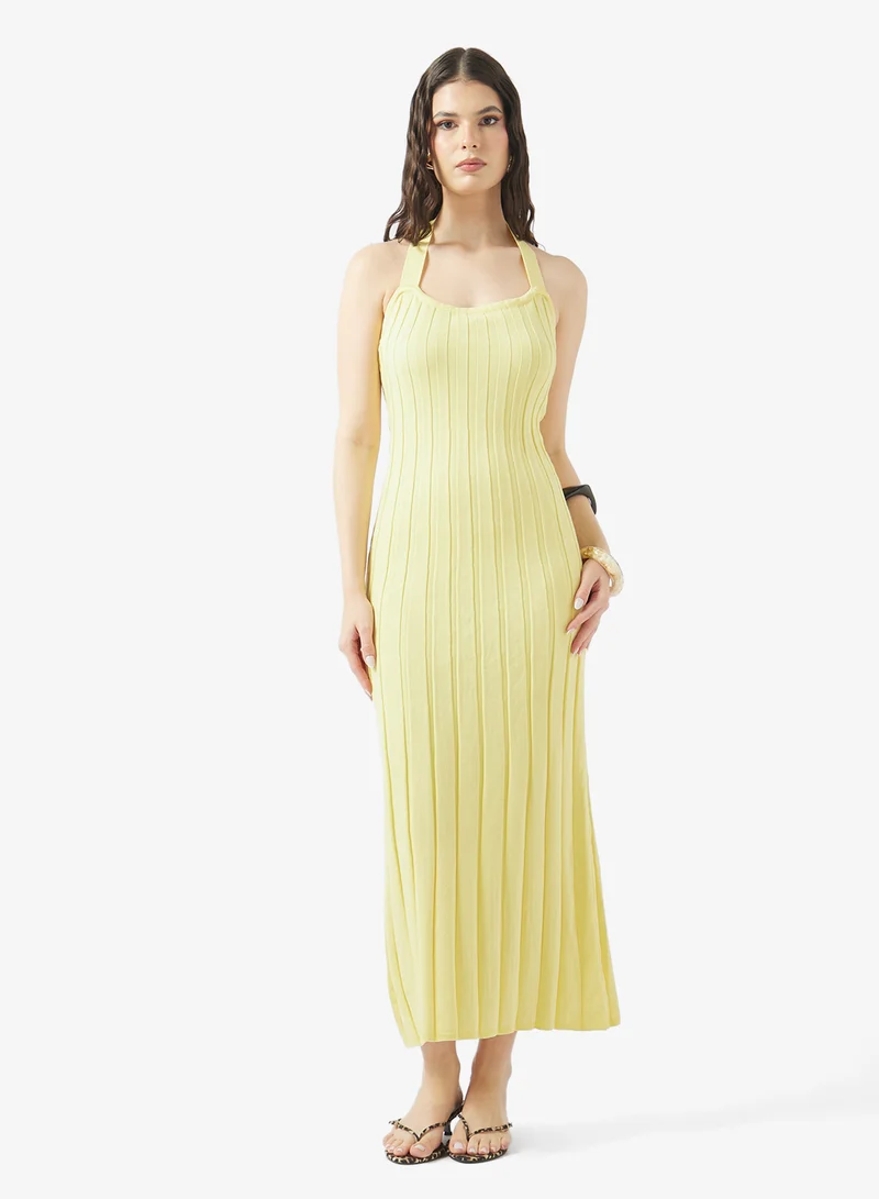 Halter Neck Knitted Maxi Dress