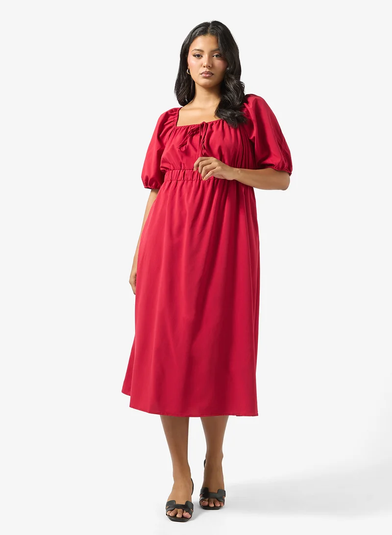 Puff Sleeve A-line Dress