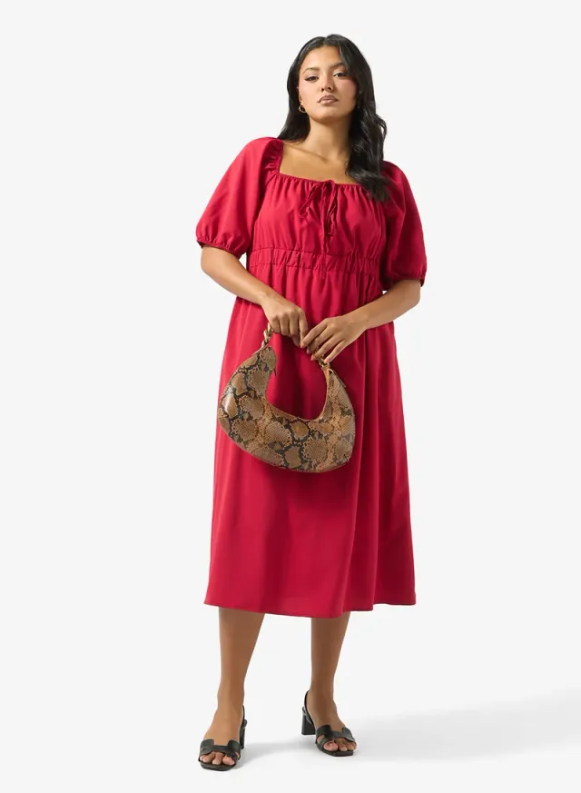 Puff Sleeve A-line Dress – image 4